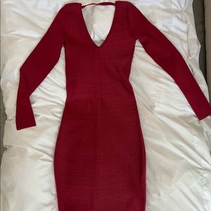 Red Bebe Chevron Rib Knit Dress Size Small - image 1